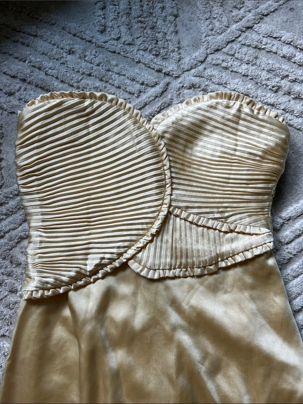 NWT Meshki Larissa butter yellow Strapless Satin Maxi gown dress